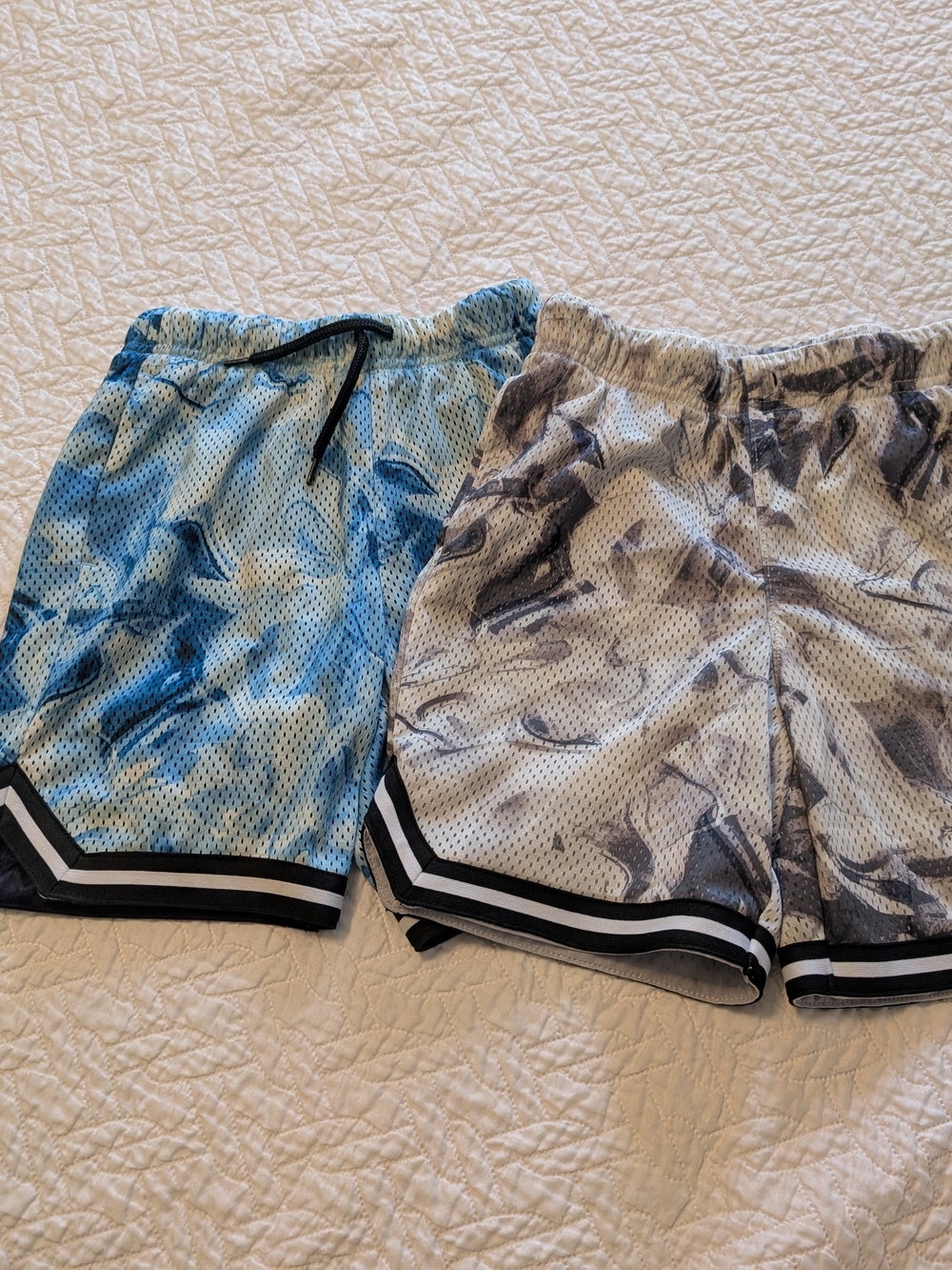 Kids Mesh Athletic Shorts - Blue and Gray